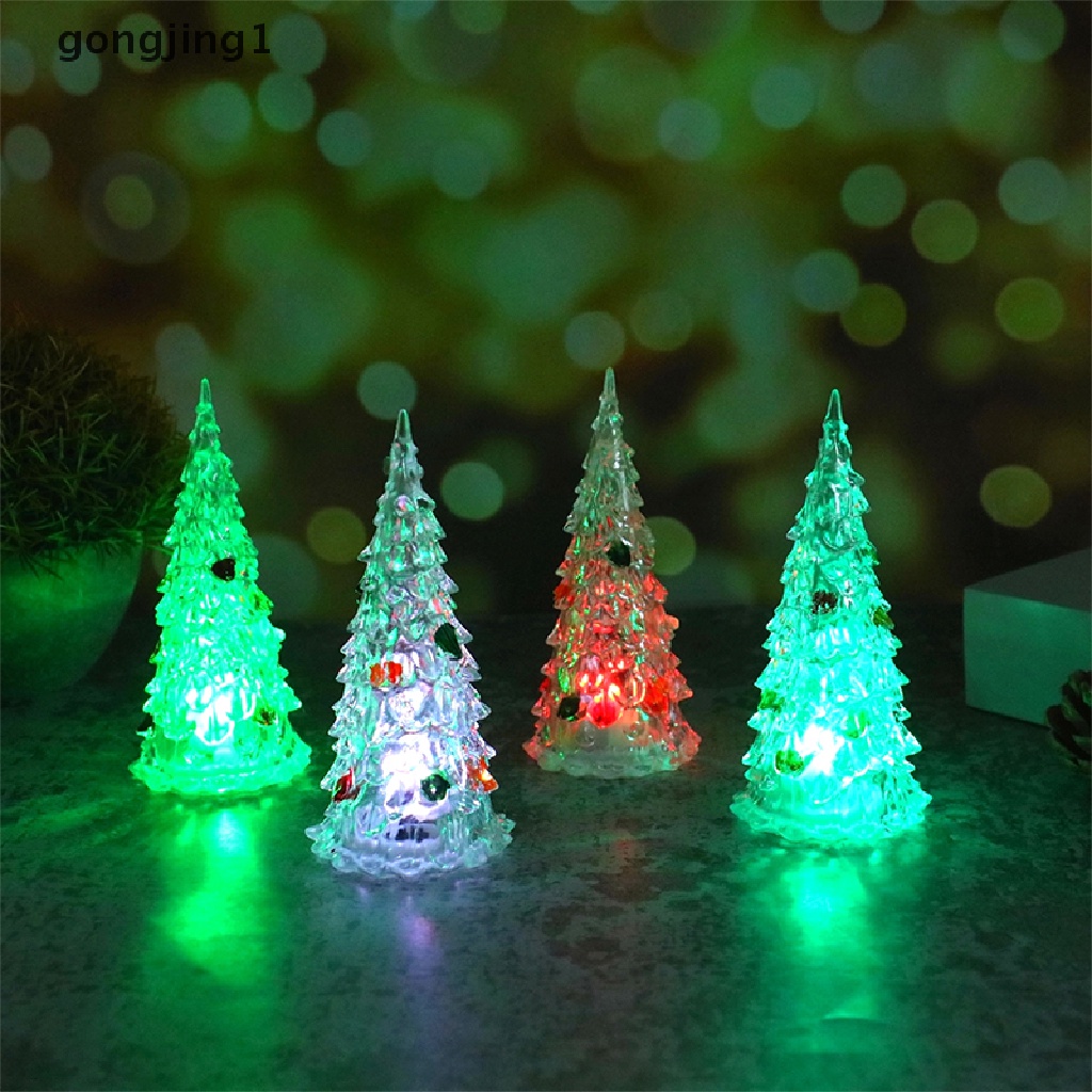 Ggg Pohon Natal Mini Pohon Natal Lampu LED Ornamen Rumah Boneka Christmas Tree Warna Warni Cahaya ID