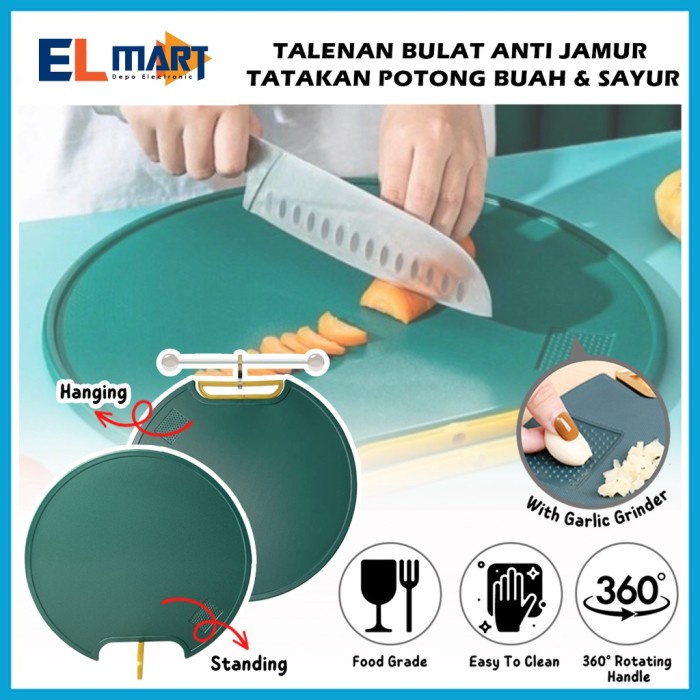 Talenan Anti Jamur Multifungsi Telenan Bulat 2in1 Cutting Board CUB01