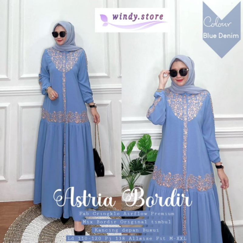 Baju Gamis Wanita Muslim Astria Maxy Fashion Perempuan Dewasa Remaja Cewek Putri Ibu Modern Terbaru 