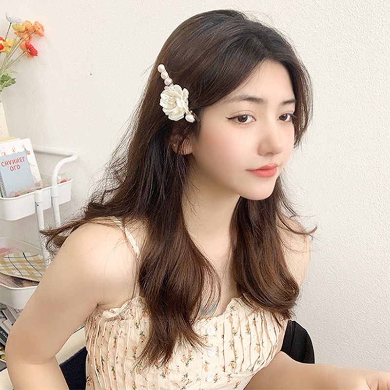 Korean INS Style Ladies Elegan Rambut Pin Sederhana Vintage Jepit Rambut Wanita Aksesoris Rambut Gadis Hiasan Kepala Mutiara Manis Camellia Hair Clip