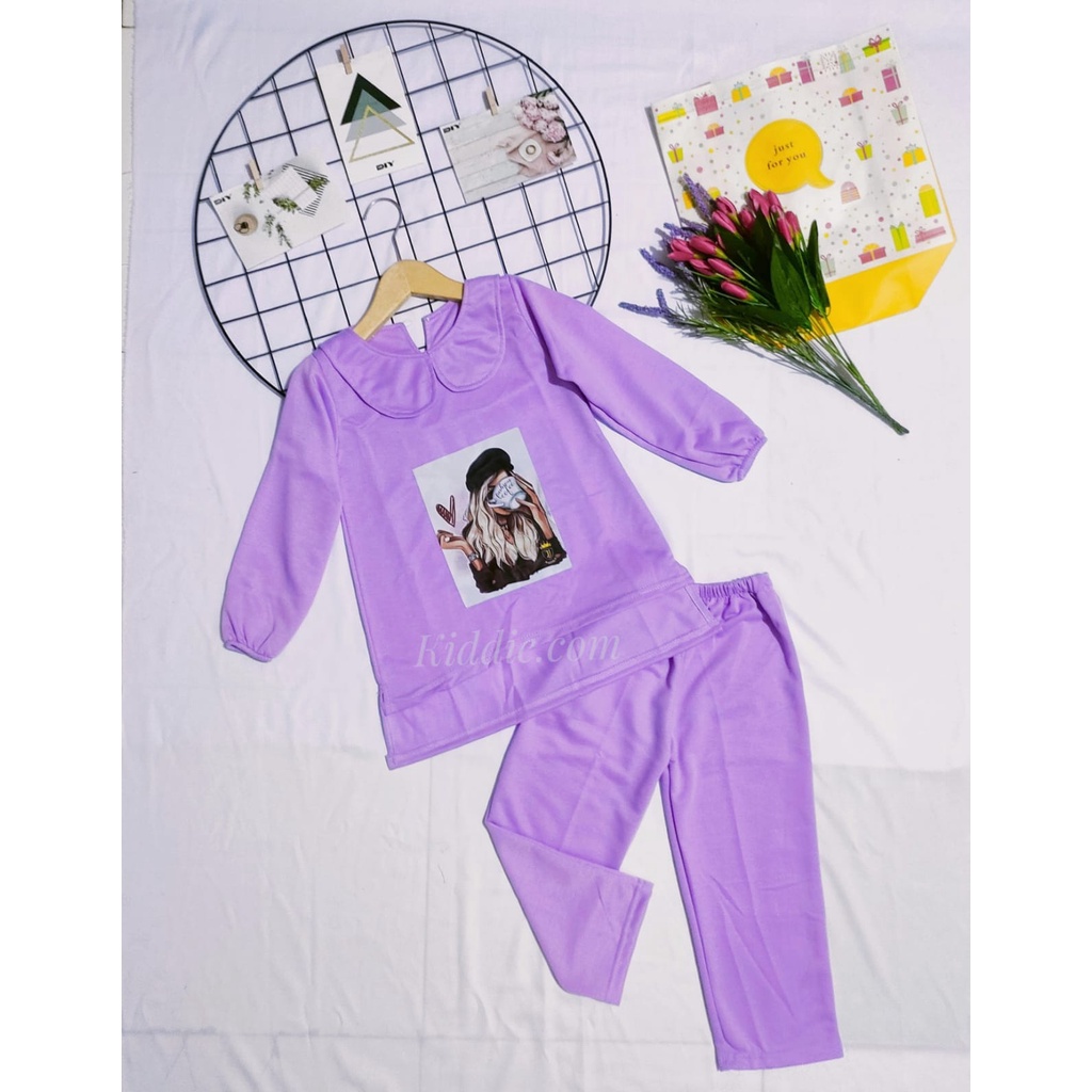 baju setelan anak perempuan slebew berkerah