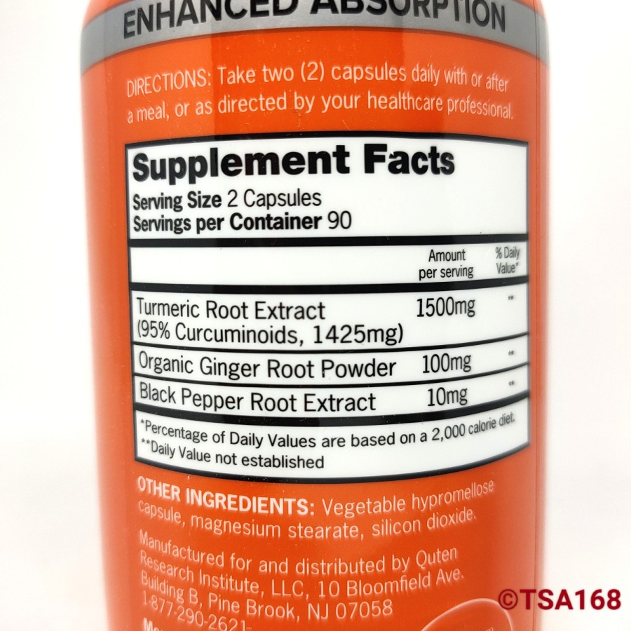 Qunol Turmeric 1500 mg 180 Caps 95% Curcuminoids Better Than 1000 mg