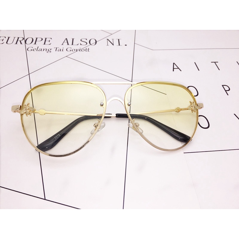 (YUZHU) Vintage Fashion Logam Tanpa Bingkai Aviator Kacamata Korea Fashion Gradien Shade Sunglasses Women