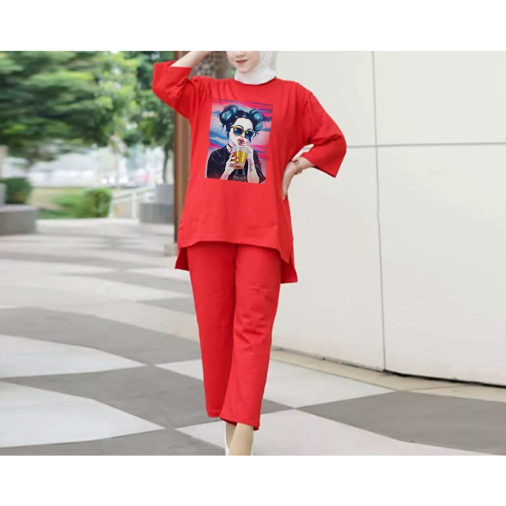 FF SETELAN TUNIK WANITA HIJAB COLABORATION BAHAN BABYTERY IMPORT 02