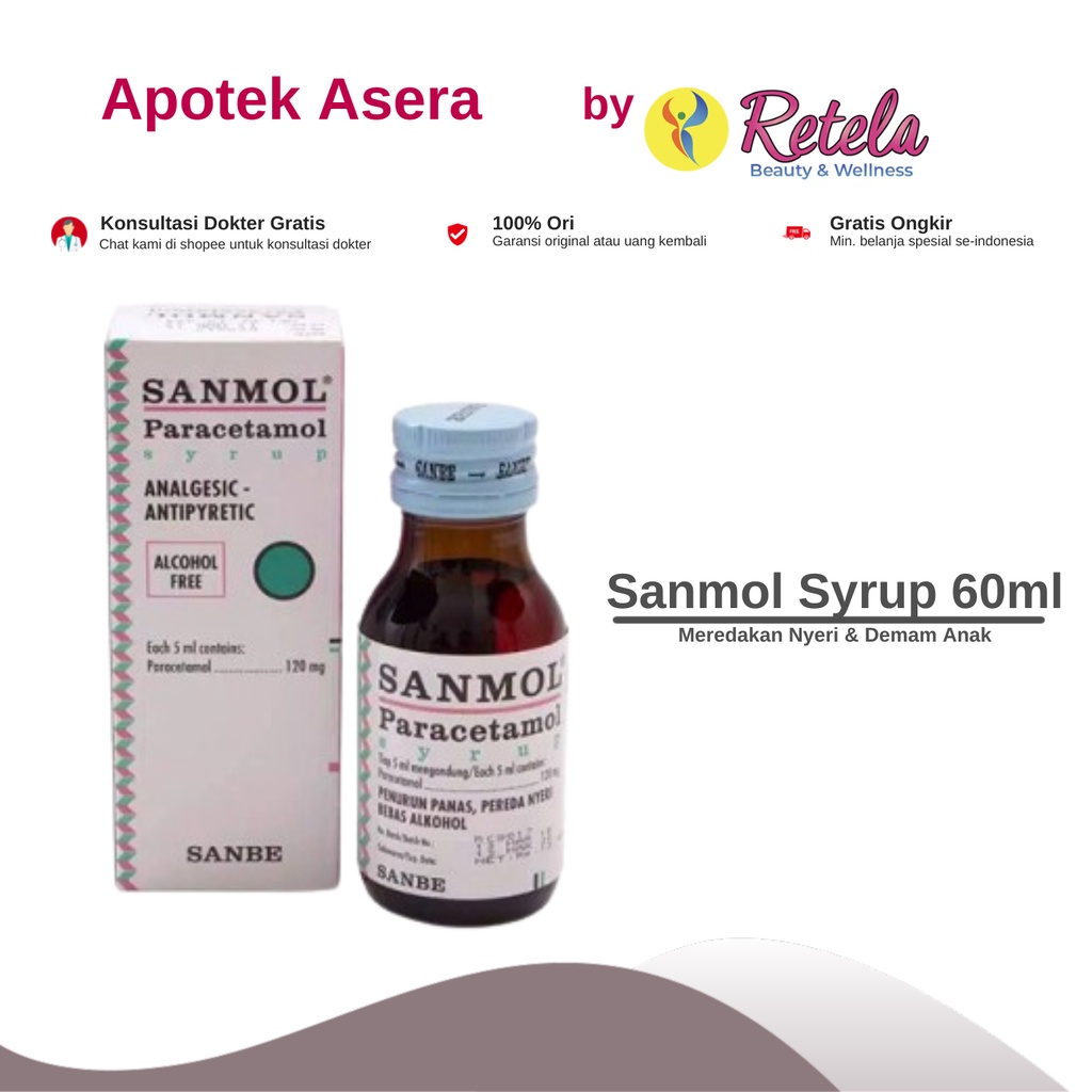 Jual Sanmol Syrup 60 Ml Paracetamol Sirup Obat Antinyeri And Penurun