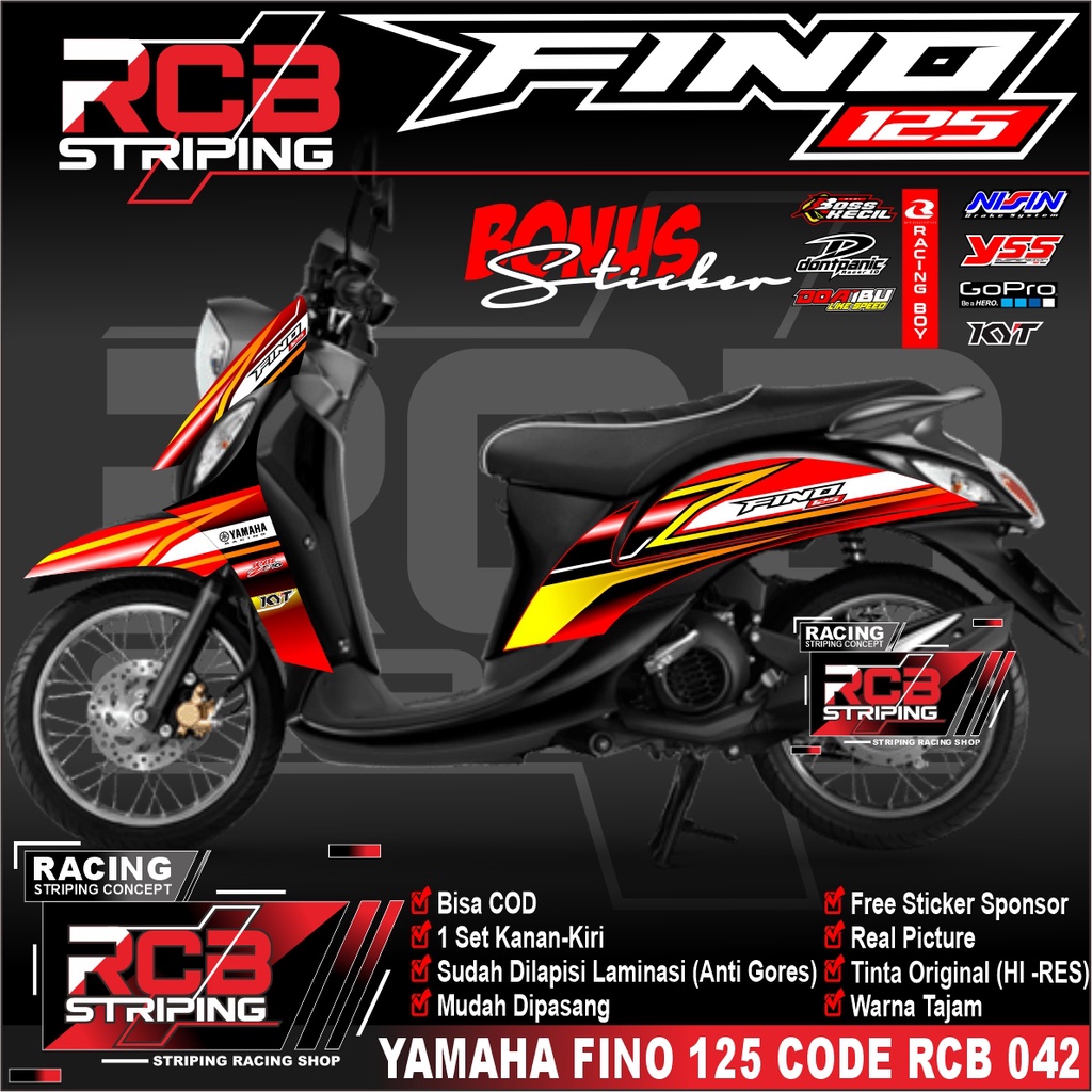 STICKER STRIPING FINO FI LIST VARIASI FINO STIKER YAMAHA FINO 125 STICKER FINO FI 125 RCB 042