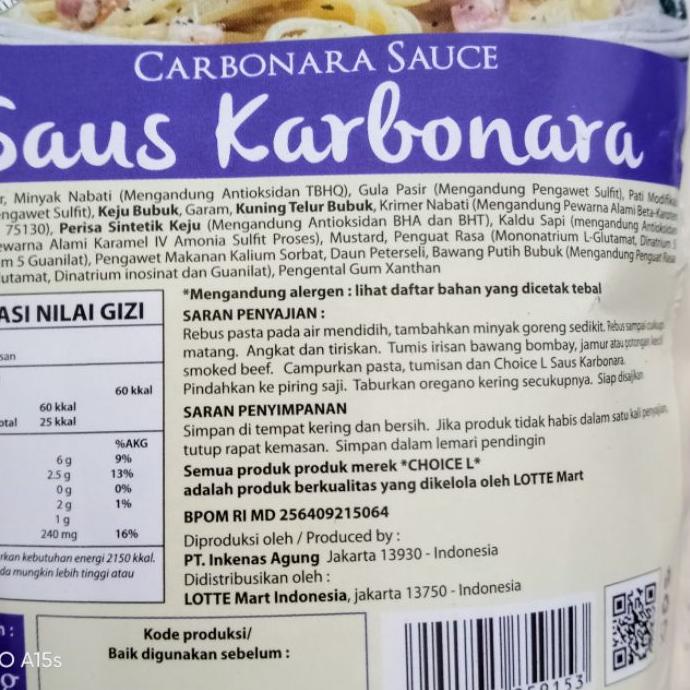 

HARGA GROSIR Saus spageti pasta daging karbonara carbonara sauce 250 gram real CARBONARA extra keju italia Lebih Kental Kualitas Keju Italia Halal dan BPOM !!