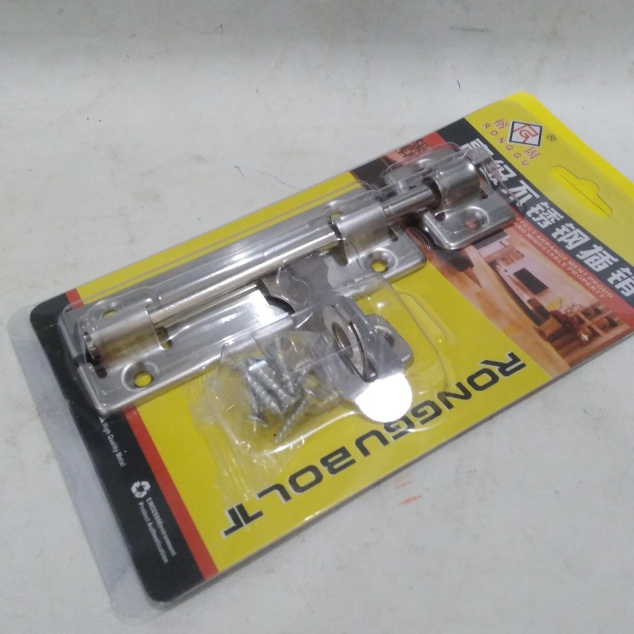 slot kunci grendel + overpal gembok pintu baja steinless steel 5in 5&quot; 5inch