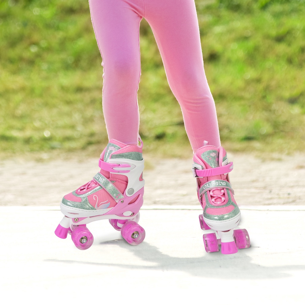 Oudew Girls Boys roda baris ganda Roller Skate Sepatu Roda Anak Pemula dengan Roda Bercahaya dan Ukuran yang Dapat Disesuaikan skotak hadiah kelas atas