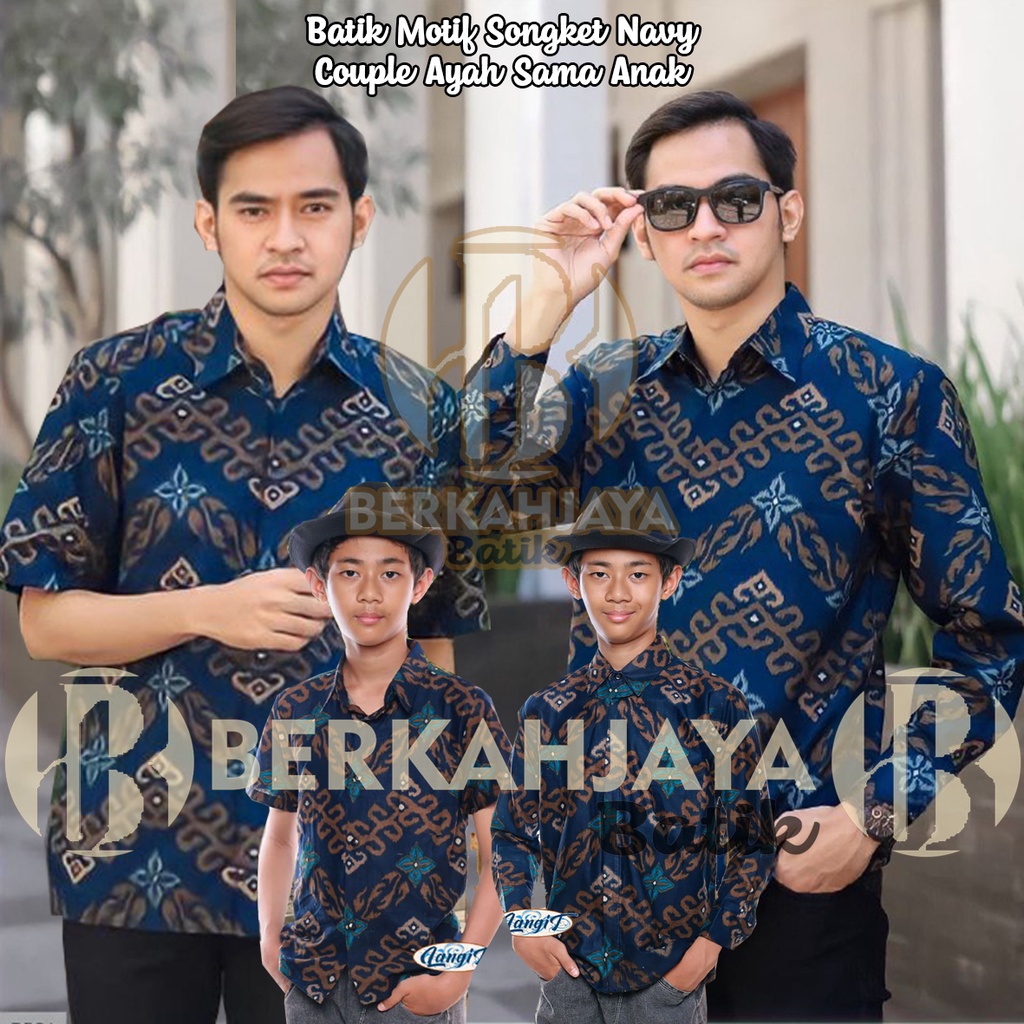 Batik Set Pakaian Keluarga Lengan Pendek dan Lengan panjang Size Anak Dan Dewasa SONGKET AYAH DAN ANAK