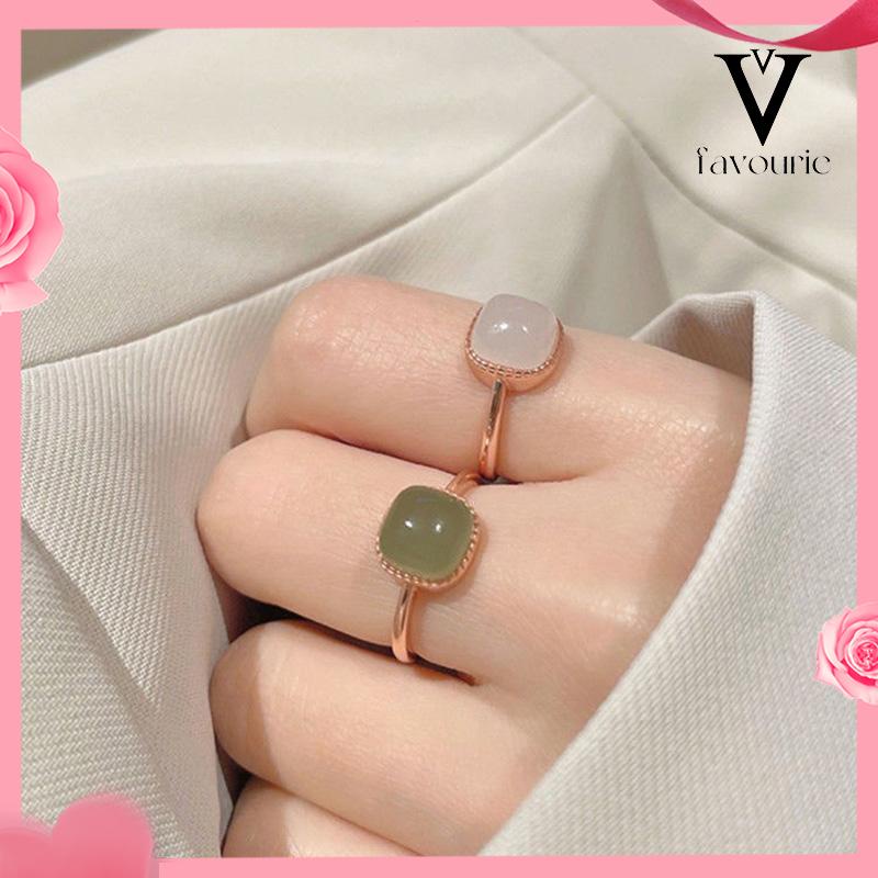 CODCincin Giok Hetian Lapis Emas 18K Gaya Vintage Untuk Wanita Korea Fashion-FA