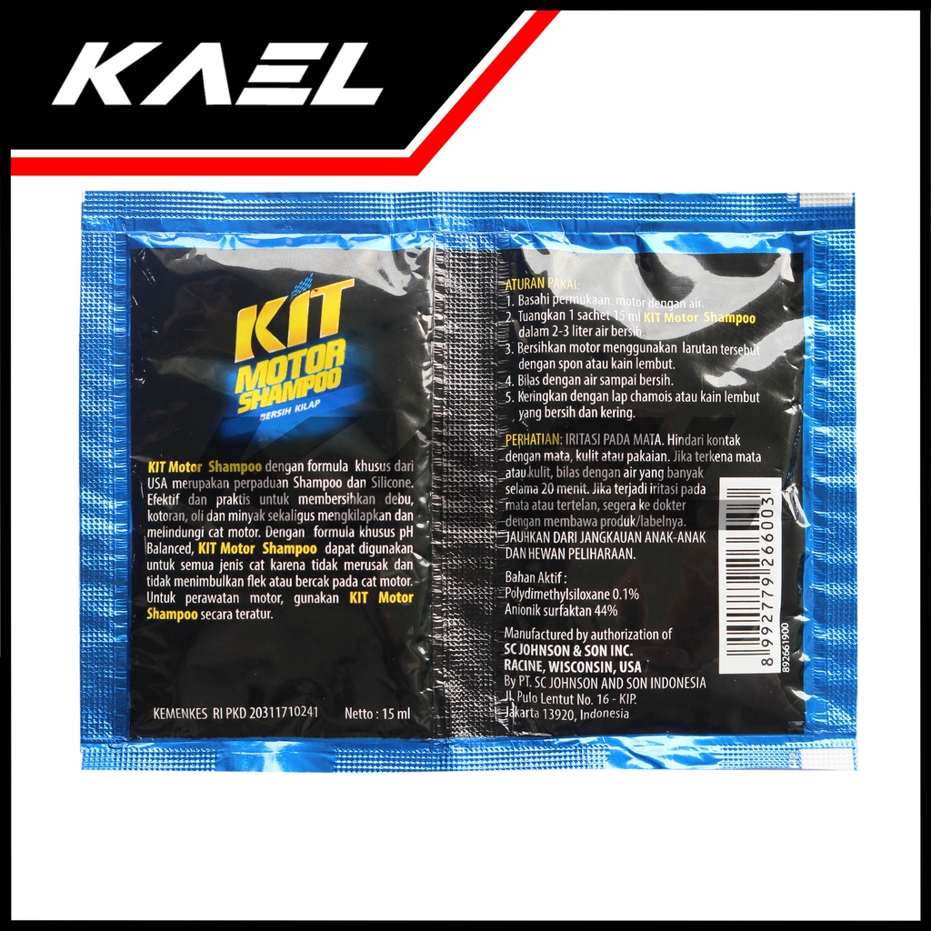 KIT MOTOR SHAMPOO WITH SILICONE Sabun Shampoo Shampo Sampo Sabun Cuci Motor Mobil Pembersih Mengkilapkan Mengkilap Kilap Pouch 200ml 15ml Sachet Satuan PC
