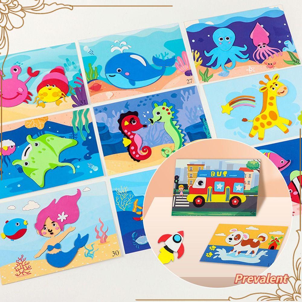 Preva 12PCS/Set 3D EVA Foam Stiker Kerajinan Hadiah Puzzle Mainan Handmade Stiker Mainan Edukasi Dini