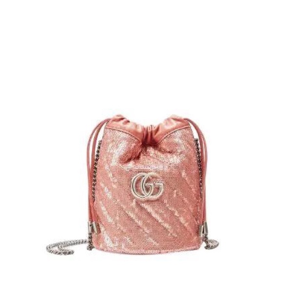 Tas Wanita Gucci GG Marmont Sequin-Embellished Mini Bucket Bag New Authentic