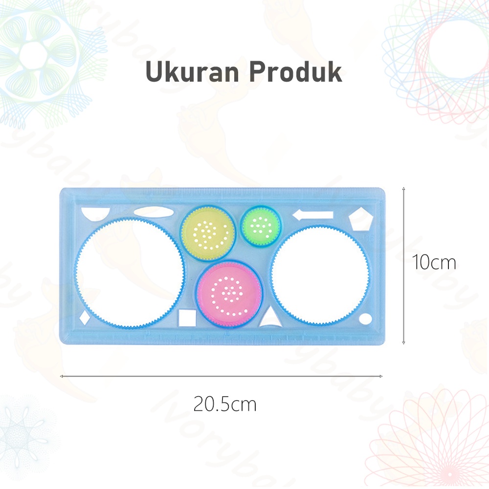 Ivorybaby Penggaris garisan rotary bunga kembang spirograph penggaris geometrik ruler