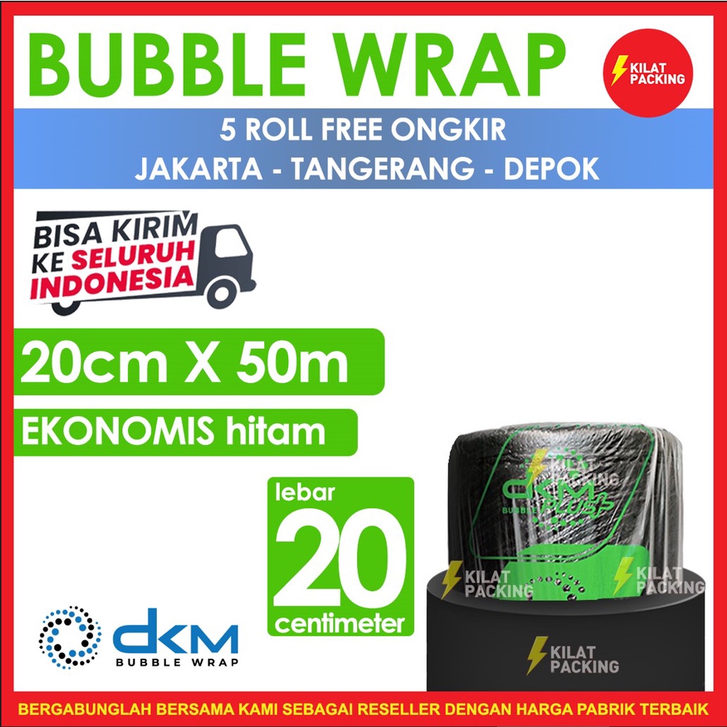 

Bubble Wrap Ekonomis Hitam 20CM X 50M Tebal Plastik Bubblewrap Roll