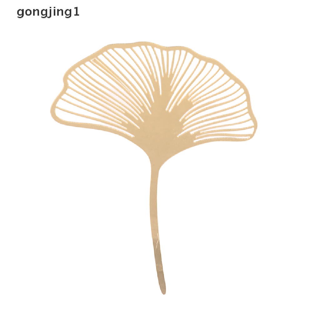 Ggg 1Pc Akrilik Gold Ginkgo Leaves Cake Topper Selamat Ulang Tahun Kue Insert Card ID