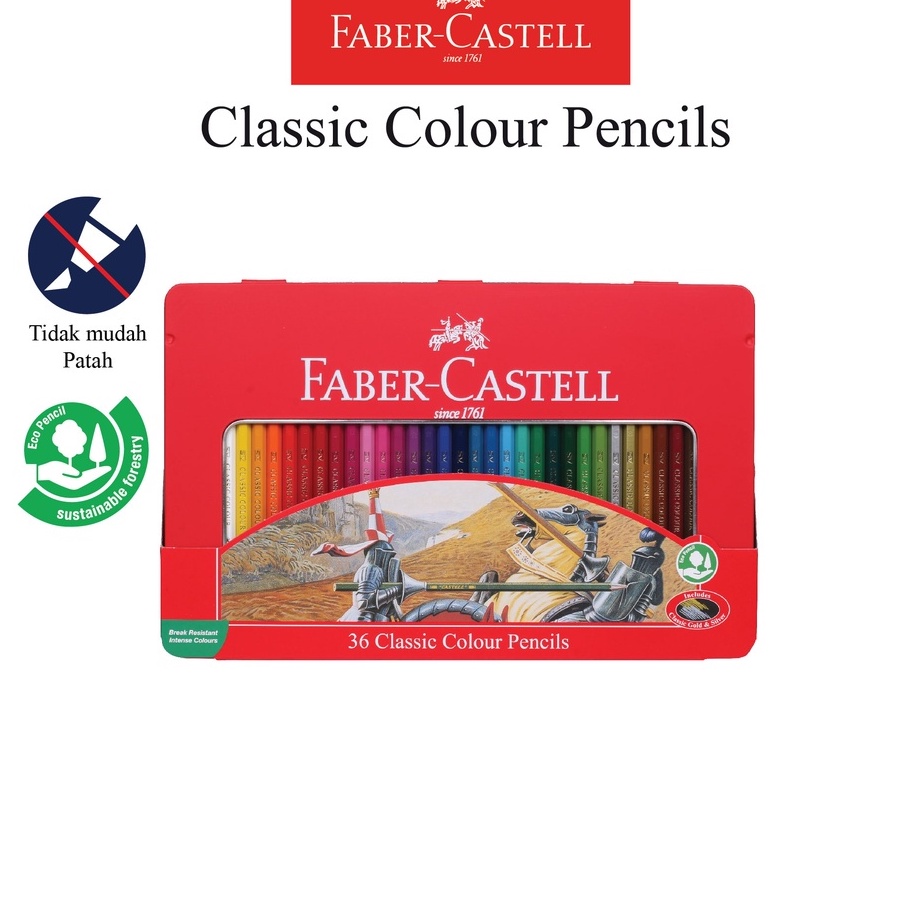 

Pensil Warna Faber Castell 36 Classic Tin Case Kemasan Kaleng Kotak