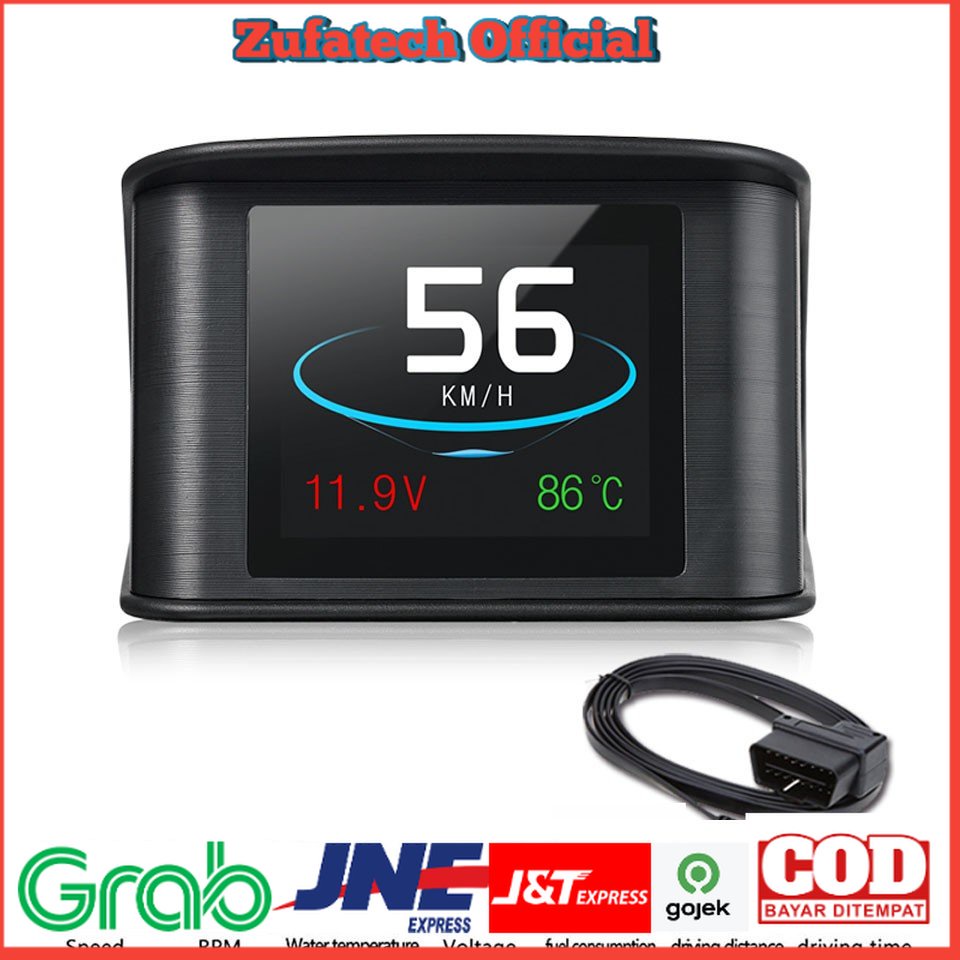 Display HUD Mobil OBD2 On-board Computer Speedometer - P10 - Black - OMGP0DBK