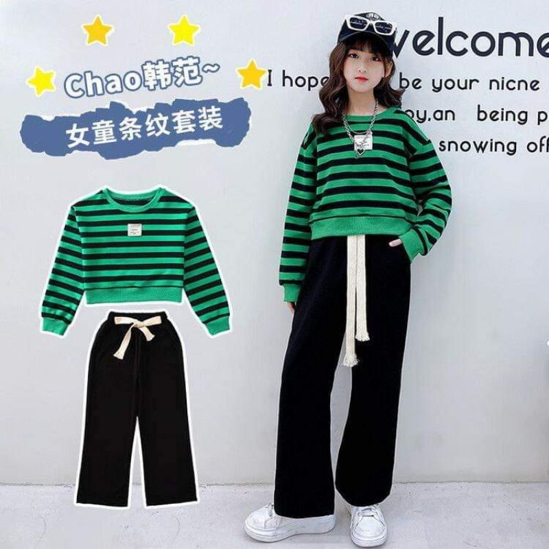 setelan anak perempuan import premium celana panjang baju panjang 5 tahun - 14 tahun setelan anak pe