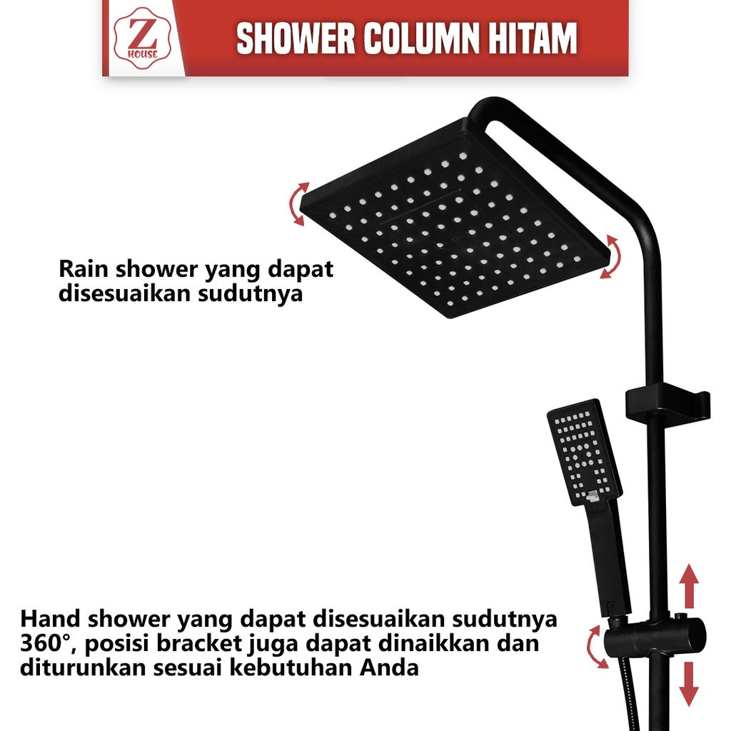 Shower column set panas dingin shower tiang set kamar mandi mewah warna hitam doff shower column