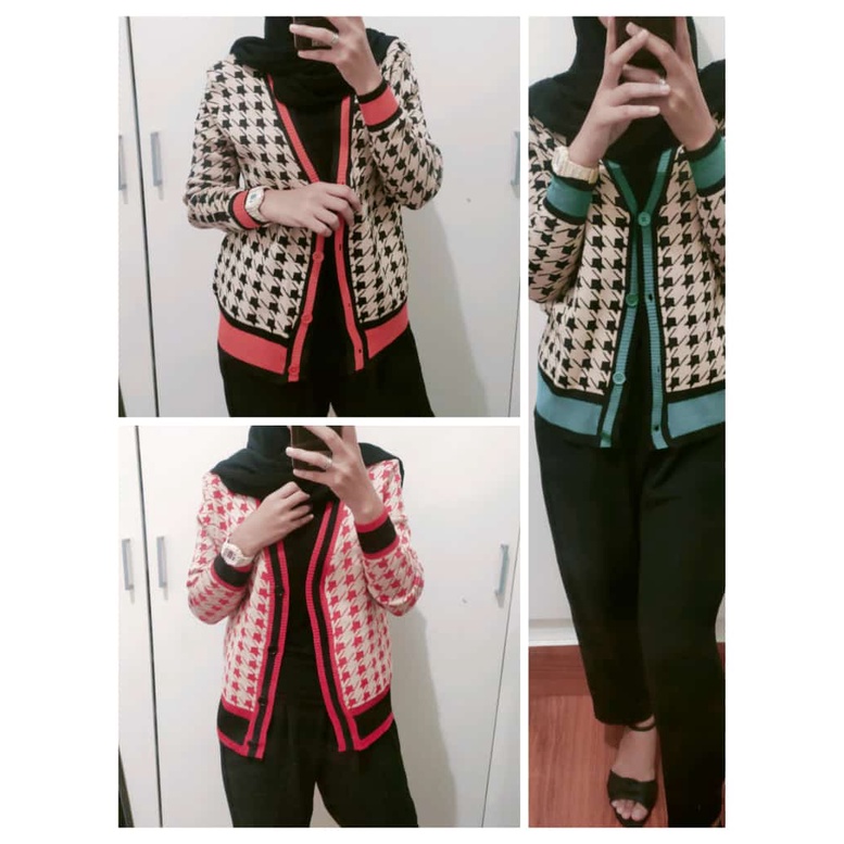 Outer cardigan bahan kaos motif printed