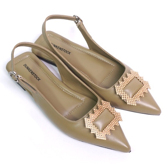 SARASARA YUK - Dunkenstock KATYA Sepatu Sandal Wanita Flatshoes 1cm Size 36 - 40 Tidak Licin Flat Shoes untuk Kerja Kantoran Kuliah Casual Belleza 37 38 39 Warna Olive Sage Sara Sara Kekinian Premium Terbaru Shoes Ori Original Mall Official Store