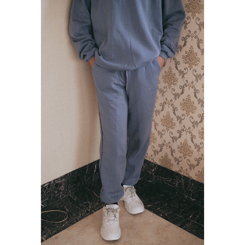 Thesilversky SLVRS Bordir Crewneck Sweater and Long Pants Joger Dusty Blue