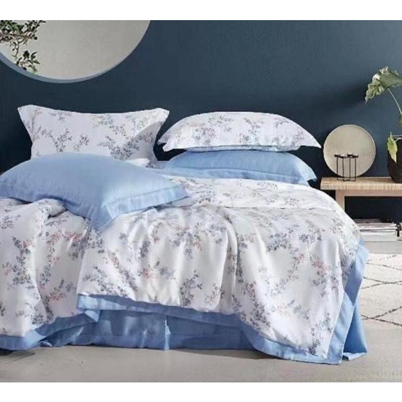 BEDCOVER SET + SPREI TENCEL MOTIF BUNGA KECIL SIZE 160X200X30