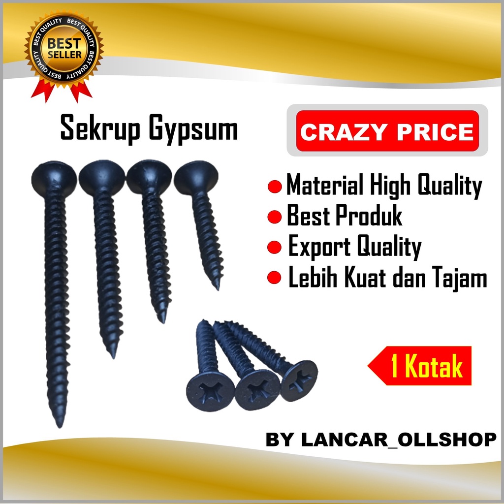 Sekrup Gypsum Baja / Baut Skrup Kayu Drywall Screw / Sekrup gypsum drywall skrup 1 dus Termurah