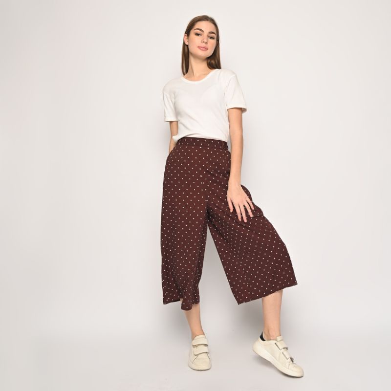 Kulot Polka Cokelat - Celana Panjang Wanita - Cullote Pant PA6/PA8