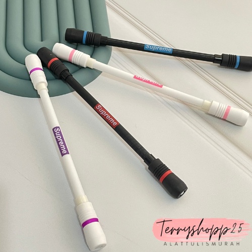 Pulpen Gel Putar Magnet Gambar Surpreme Lucu Pen Putar Warna Hitam Putih