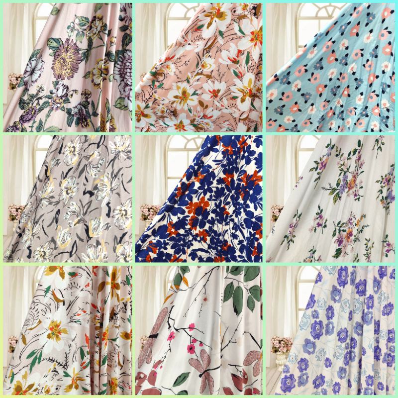 Kain Katun Rayon Viscose Premium Motif Bunga Kecil Besar Motif Anak Motif Batik Motif Abstrak Motif Karakter Motif Kembang Motif Kotak-kotak Motif Terbaru Best Seller Meteran