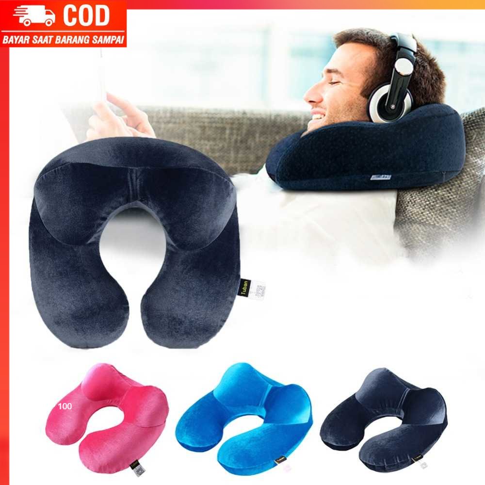 ( 100% BARANG ORI ) YMYQ Bantal Leher U-Shape Inflatable Travel Neck Pillow - 300TC