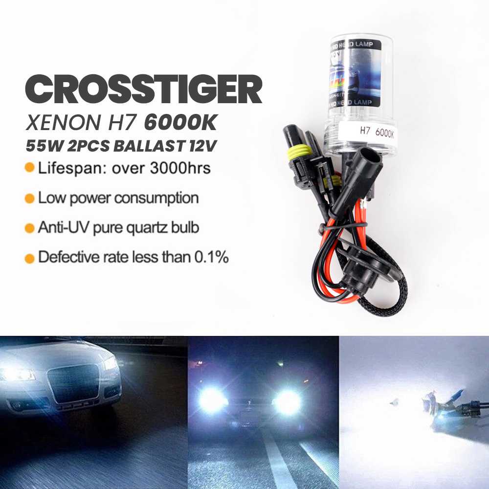 ( 100% BARANG ORI ) CROSSTIGER Lampu Mobil Xenon H7 6000K 55W 2PCS Ballast 12V - RSVR