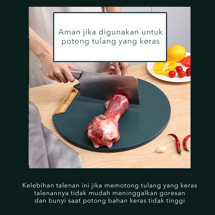 Talenan Anti Jamur / Talenan Bulat 2IN Anti Jamur / Cutting Board Premium Dapur Hijau / Talenan Bulan Anti Jamur / Talenan Penganggan Putar / Talenan Bulat Serbaguna