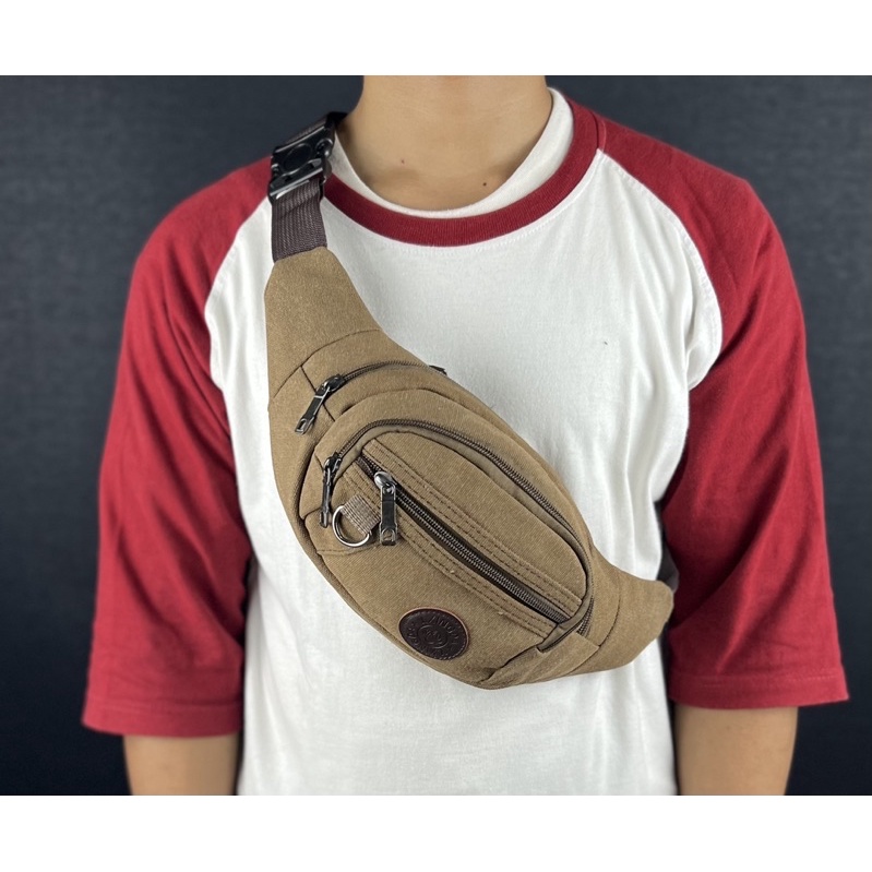 Tas Pinggang Waistbag Kanvas Import Pria Wanita Terbaru 100% Real Picture