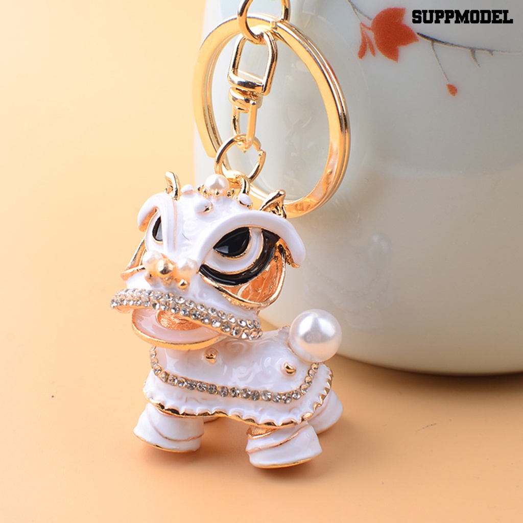 [Auto] Gantungan Kunci Mobil Berlian Imitasi Hias Gaya China Realistis Tiga Dimensi Tidak Luntur Menghias Festival Cina Kristal Dapat Diputar Lion Dance Key Ring Bag Aksesori