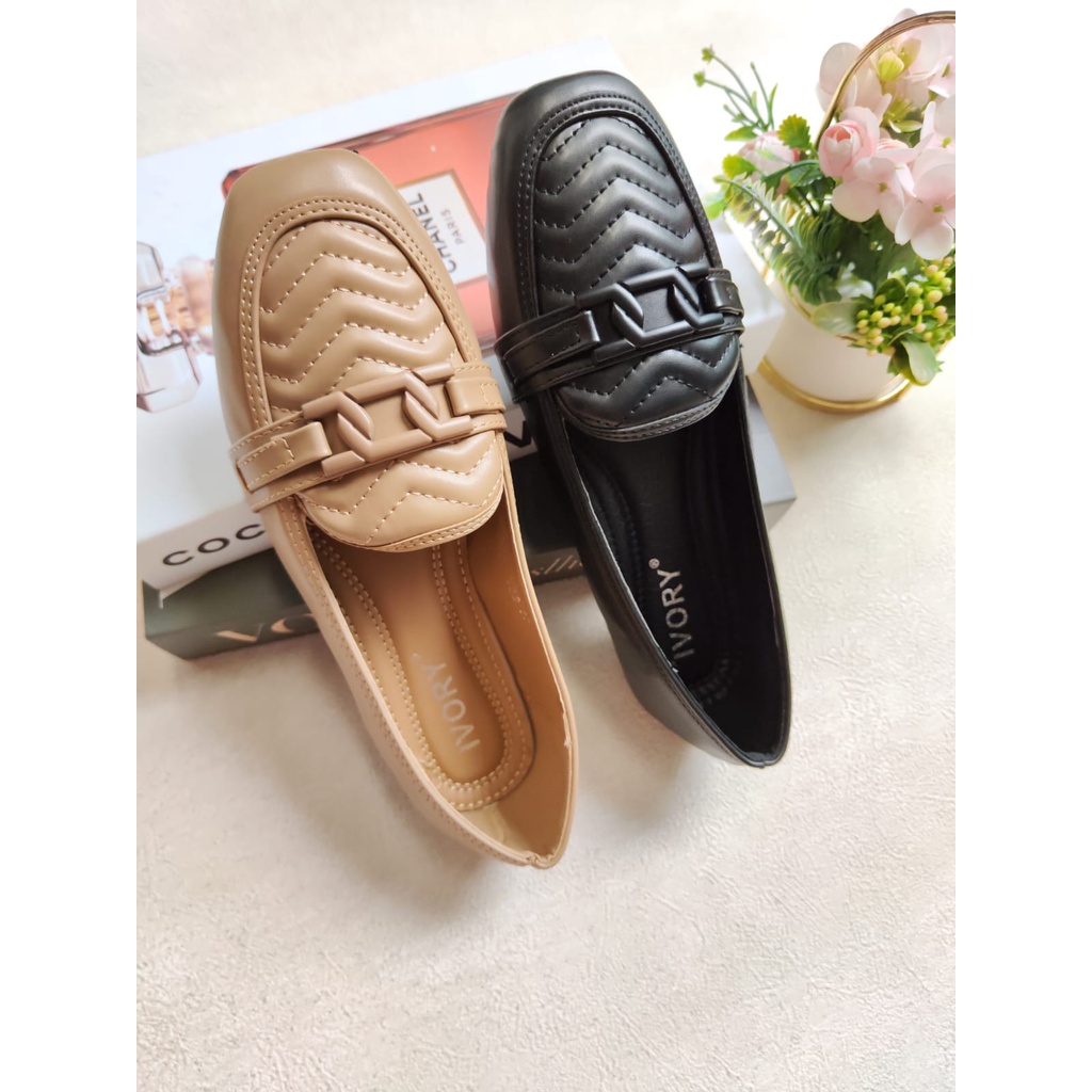 IVORY Sepatu Flat Wanita Lofers Tanpa Hak 888-N82