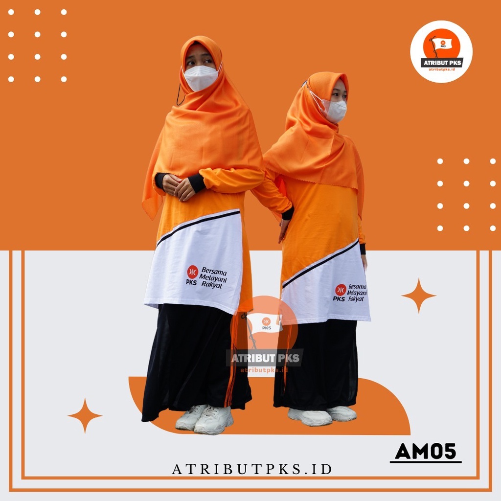 Kaos PKS Logo Baru Akhwat Tunik Orange Baju Muslimah kode 005