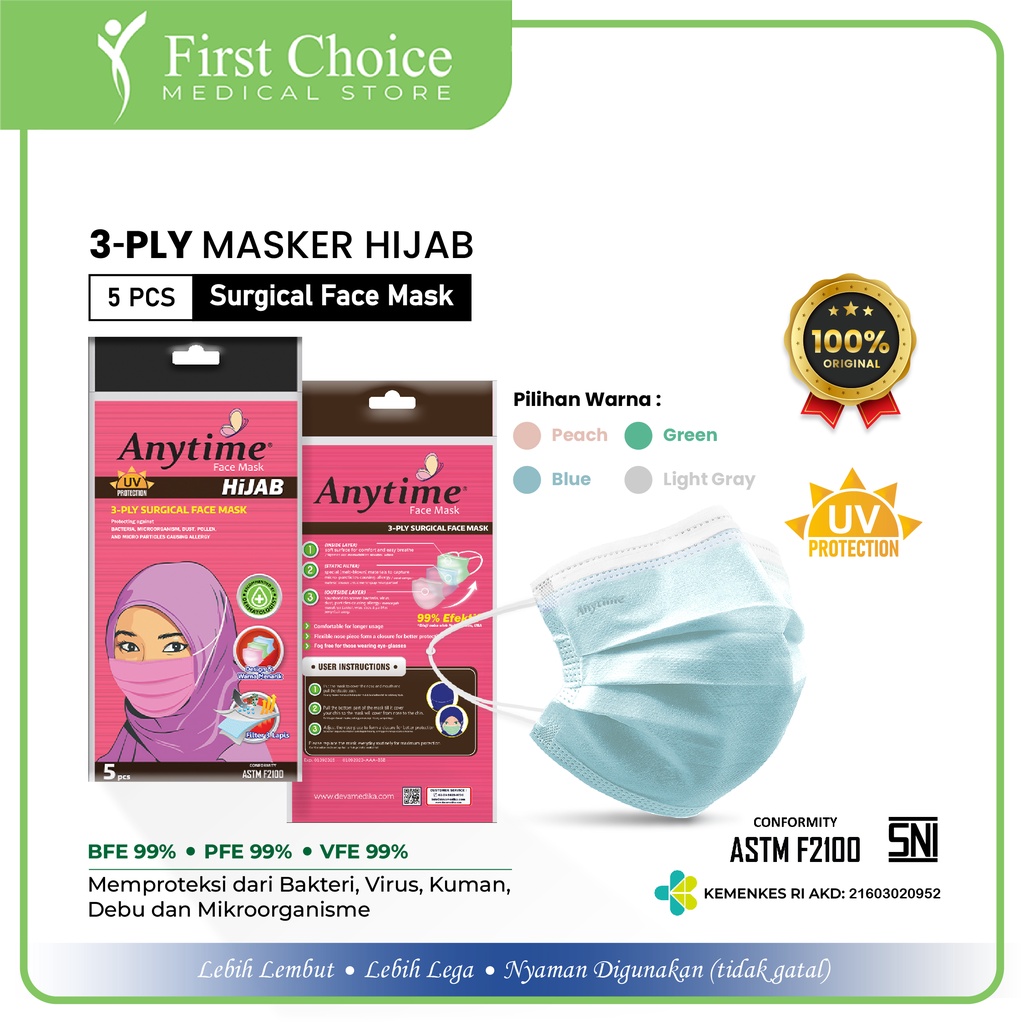 ANYTIME Masker Hijab Cantik & Fashion Terbaru Isi 5