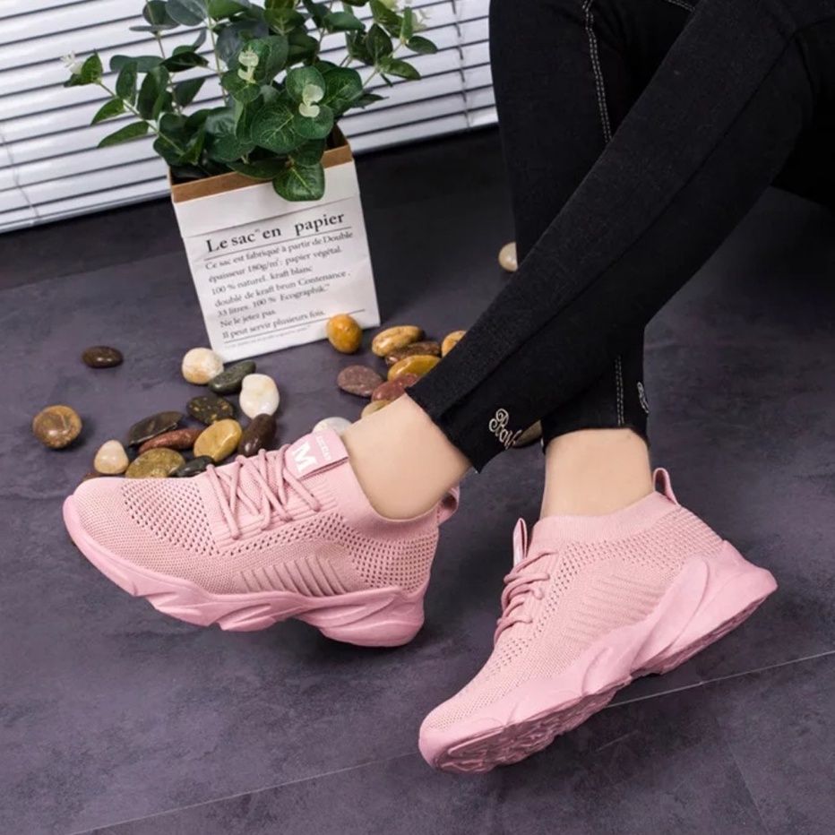 Sepatu Sneakers Wanita Import Sport Shoes Pink MM 0441