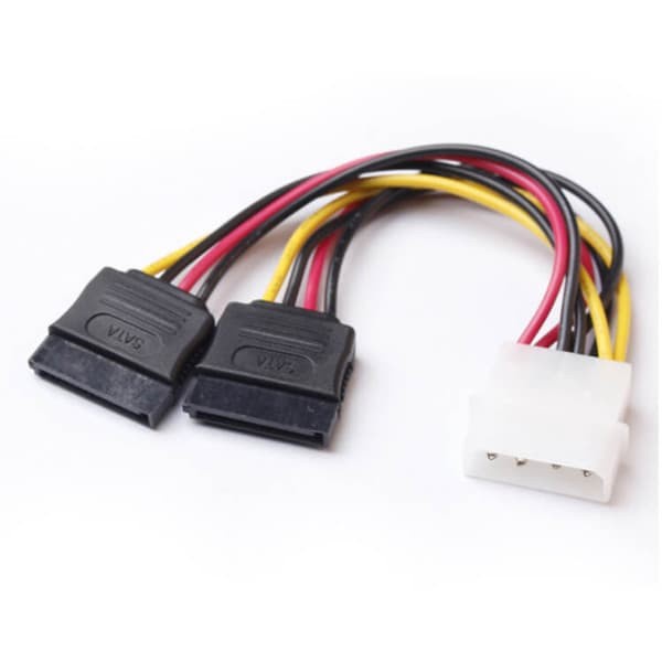 (UMU SUPPLIER) KABEL MOLEX 4PIN MALE TO DUAL SATA POWER 15PIN FEMALE