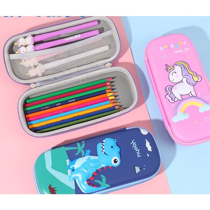 IMPOR KOTAK PENSIL SEKOLAH ANAK PEREMPUAN PINK BAHAN EVA RINGAN MOTIF UNICORN