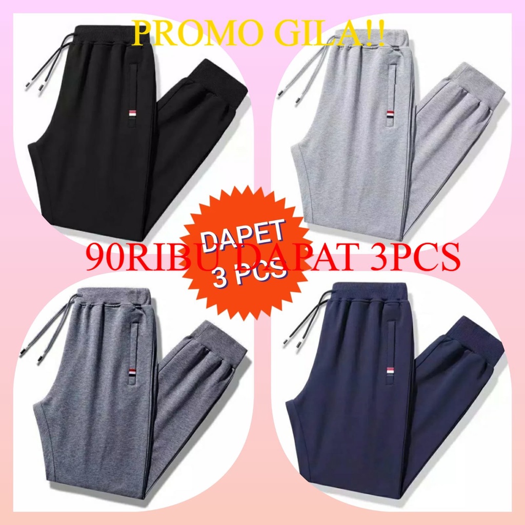 PAKET HEMAT 90RB DAPAT 3PCS CELANA JOGGER PRIA WANITA trening terening training trining SIZE 27-38