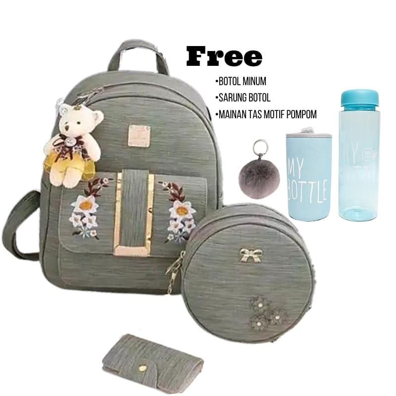 ♡COD♡ TAS RANSEL GOLDEN SET 3IN1 MODEL KOREA TERBARU 2020 TAS FASHION ANAK REMAJA
