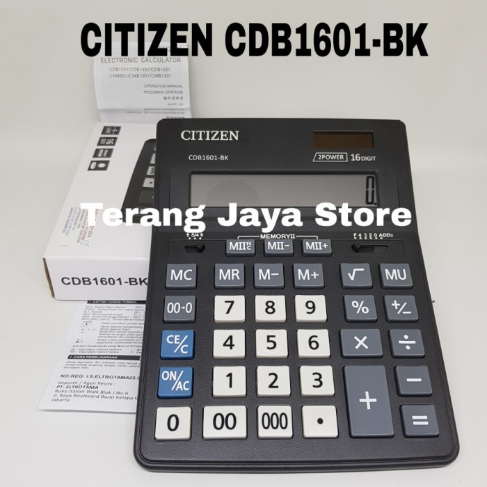 

TERJAMIN Kalkulator Citizen 16 digit CDB1601-BK Calculator Desktop Citizen 1601