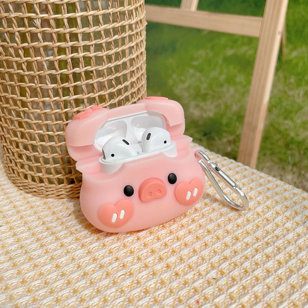 3d Lucu Kartun Cinta Hati Babi Merah Muda Earphone Bluetooth Soft Case Penutup Pelindung Untuk Airpods1 2 3 Pro Airpods3 I12 i13 Inpods 12 13 Pro TWS