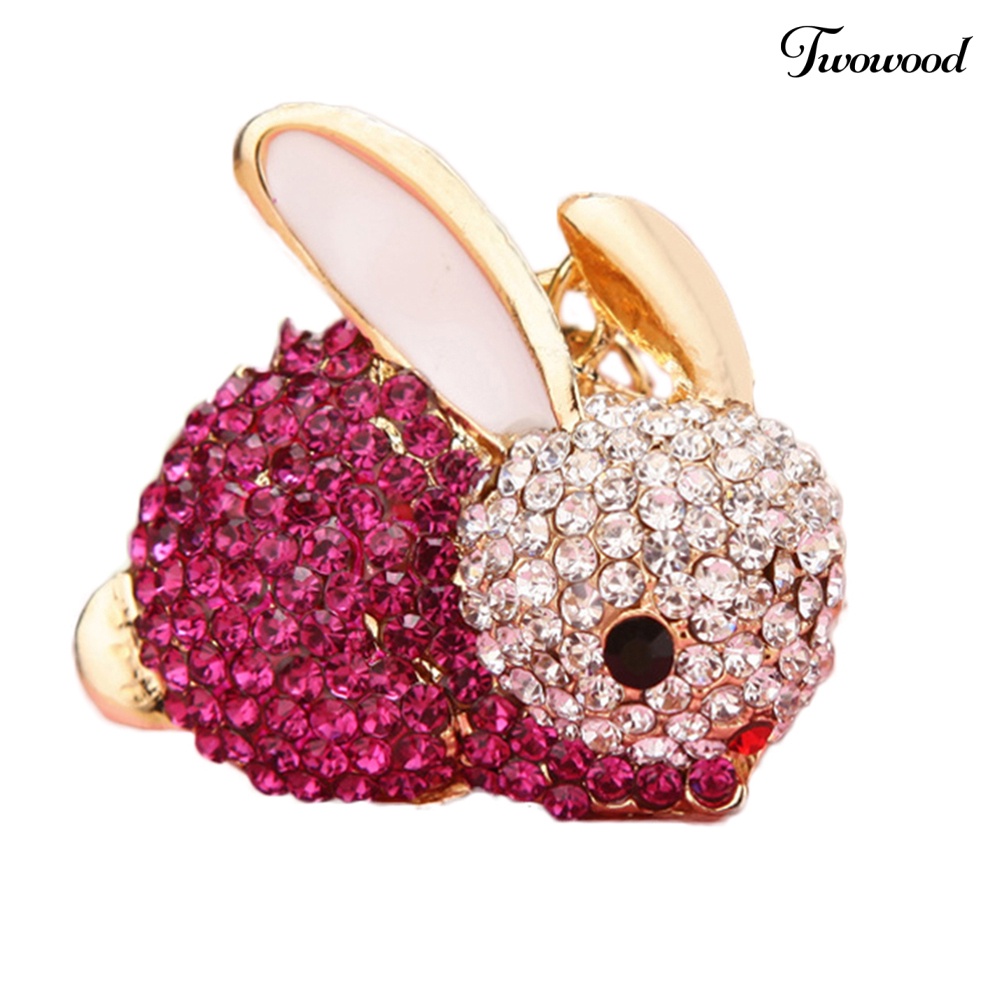 Twowood Lovely Rabbit Full Rhinestone Keychains Gantungan Kunci Gantungan Kunci Dompet Tas Liontin