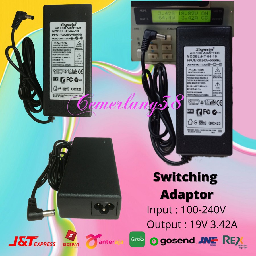 Adaptor Charger Laptop Notebook 19V 3,42A + Kabel Power 19 V 3.42 A